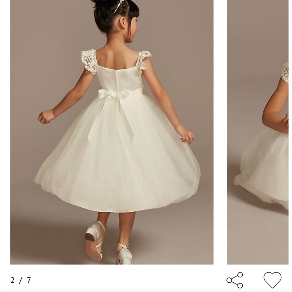 Ivory flower girls dress with pink belt
